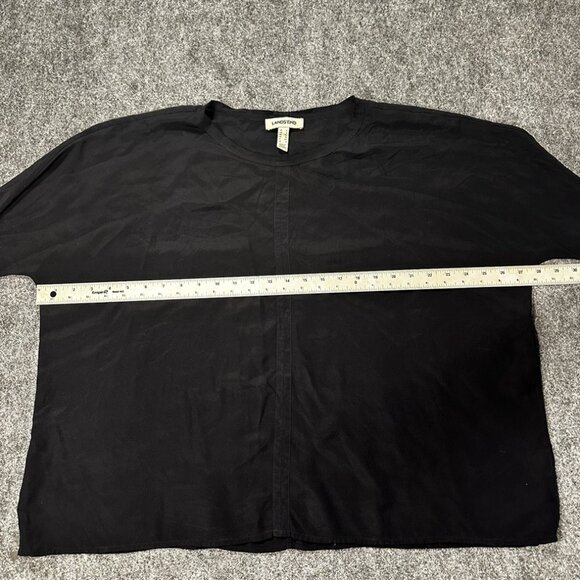 Lands’ End Black Vintage Blouse WMNS 4 Crew Neck Pullover Top Office Chic - Picture 6 of 12